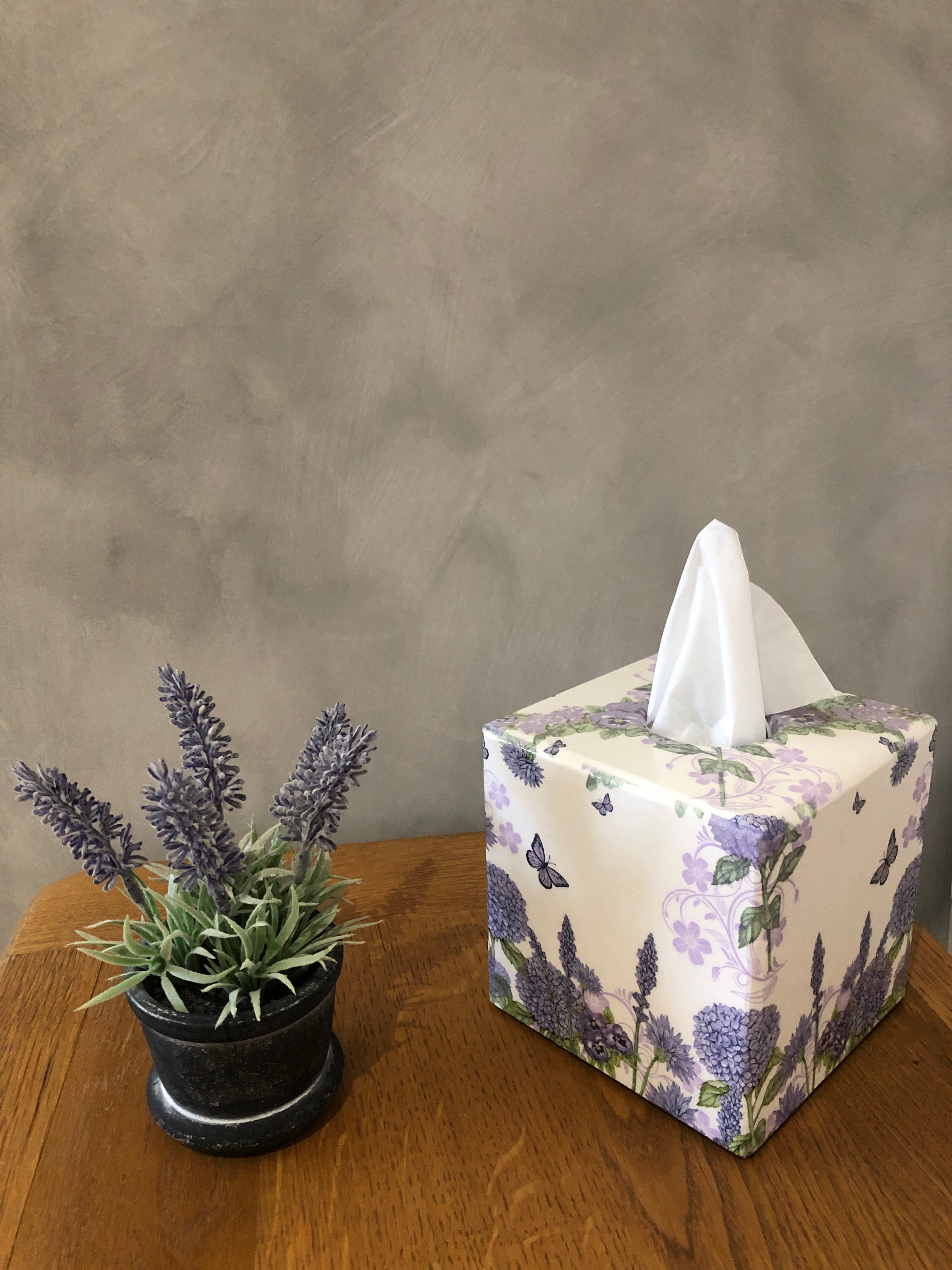 Purple Wildflower Tissue Box Cover - Handmade