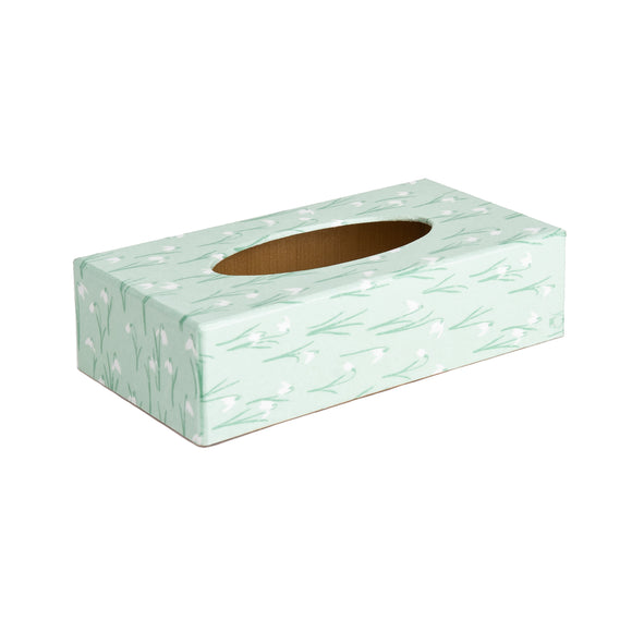 Green Snowdrop rectangular wooden tissue box cover