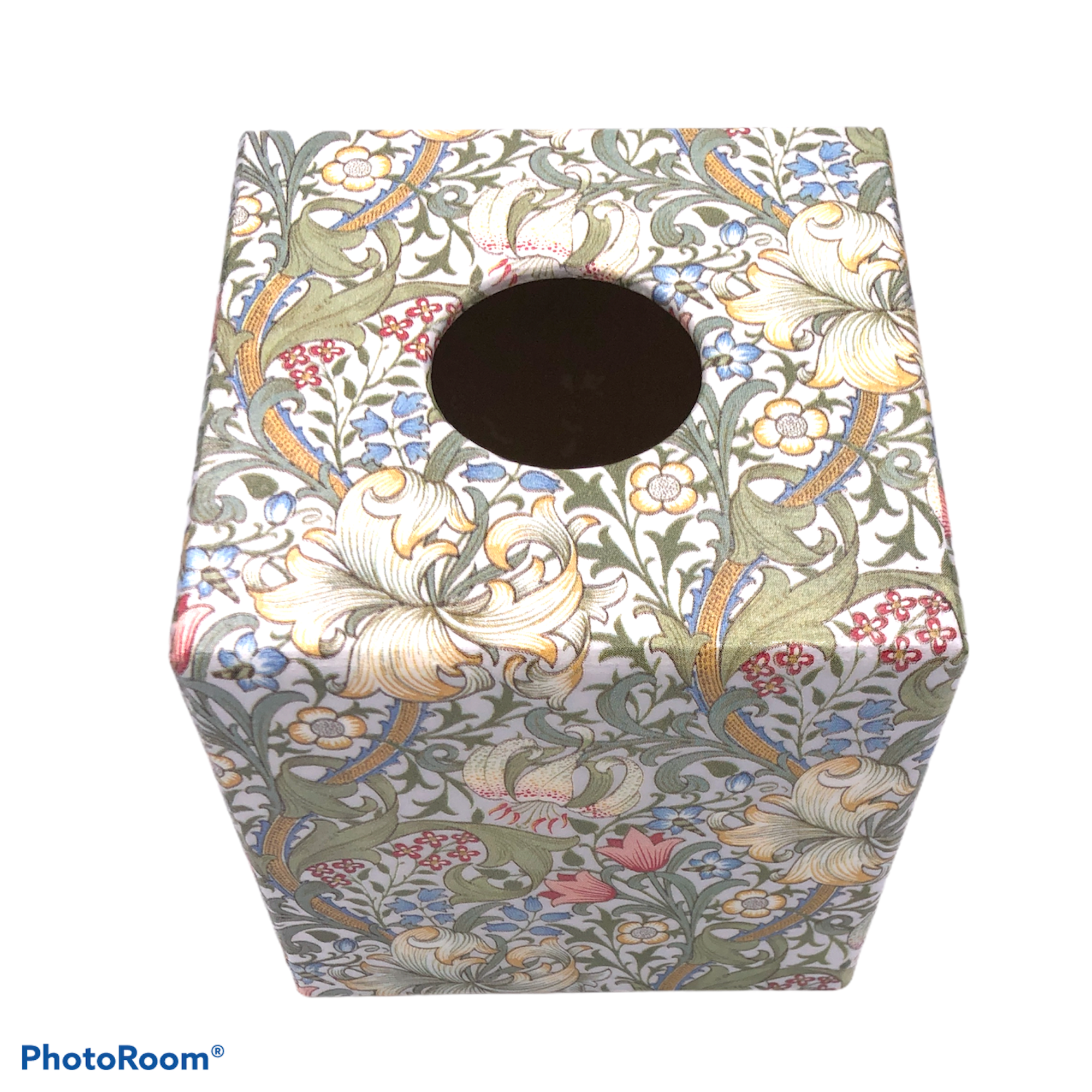 Tissue Box Wooden Cover William Morris Golden Lily