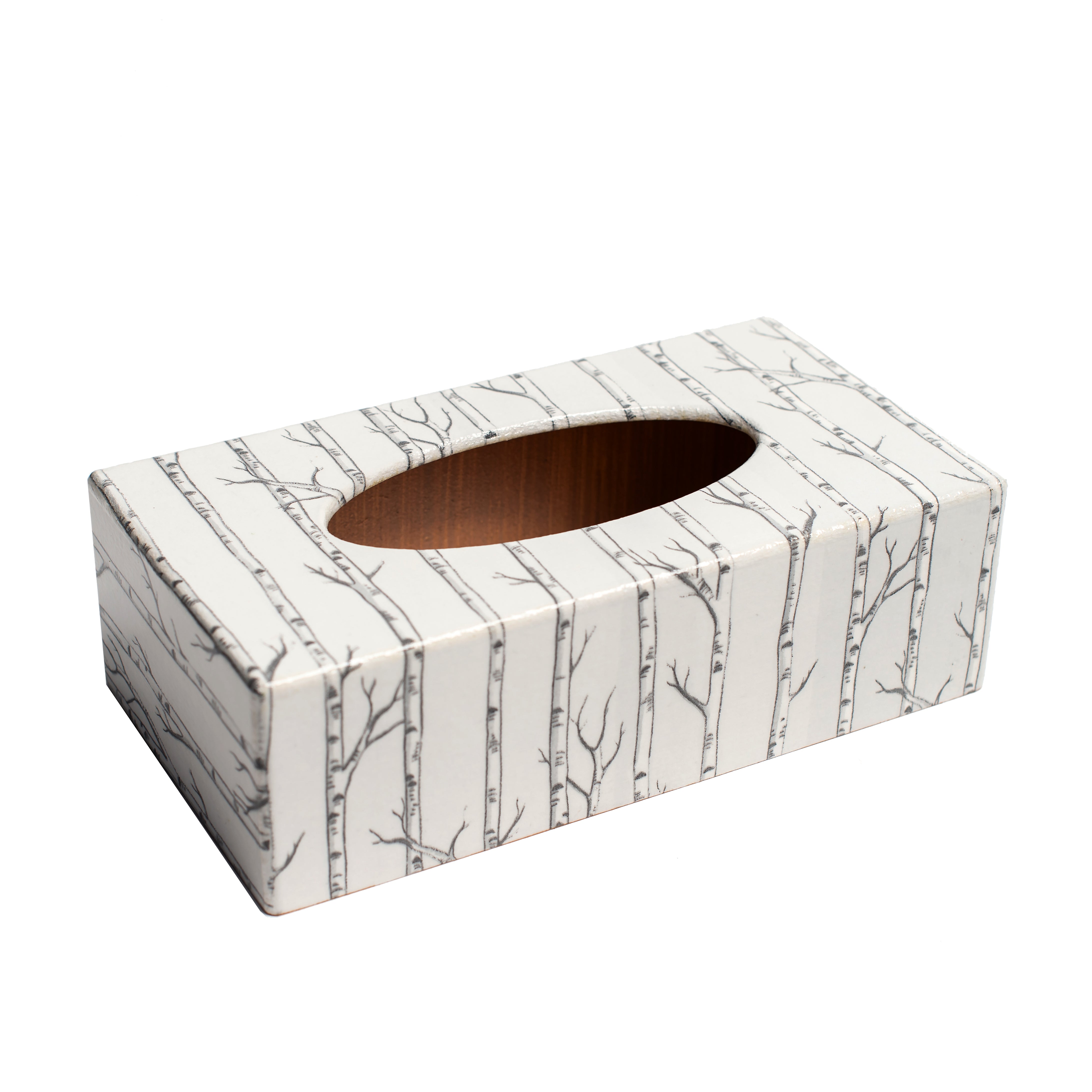 Silver Trees Rectangular Tissue Box Cover