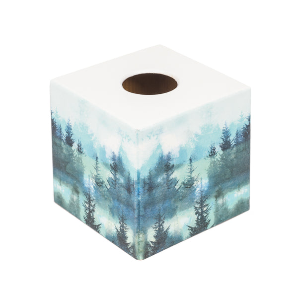 Aqua Trees Tissue Box Cover Handmade