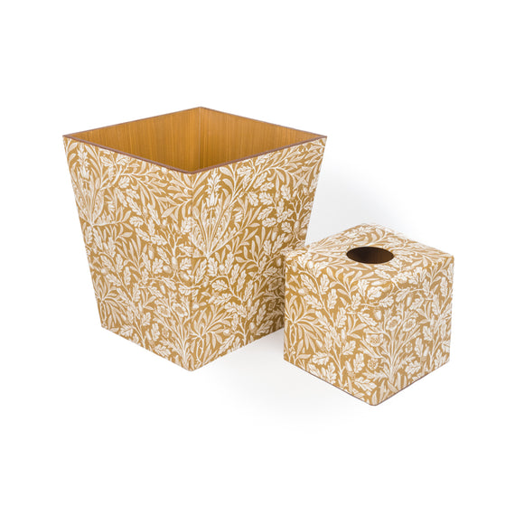 Acorn Gold Waste Bin & Tissue Box Cover Set | Crackpots