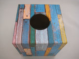 Vintage Blue Wood Tissue Box Cover - Handmade