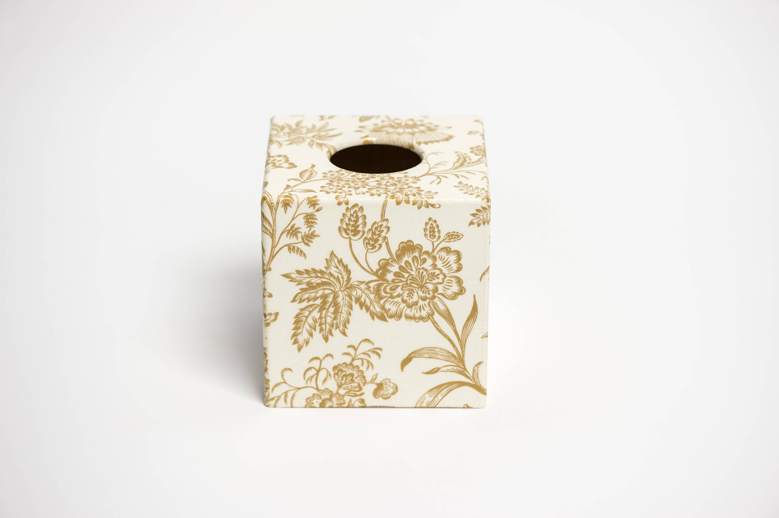 Gold Foliage Tissue Box Cover - Handmade