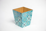 Blue Tiles Waste Paper Bin & Tissue Box Cover Set