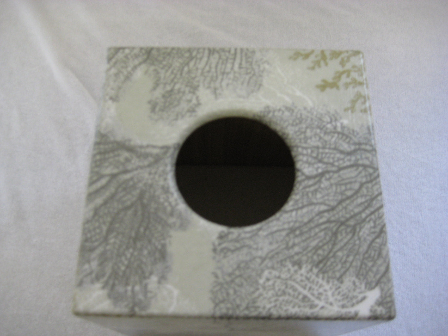 Silver Coral Tissue Box Cover - Handmade