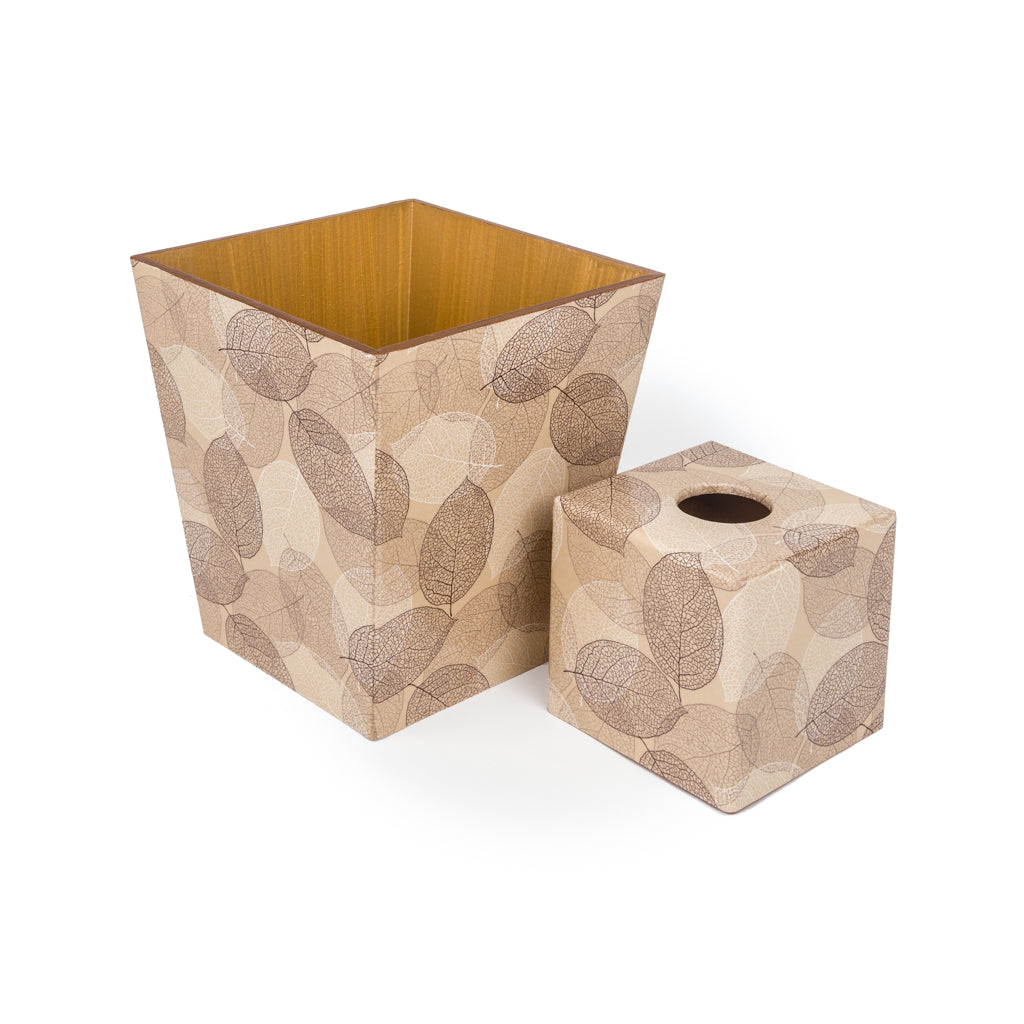 Skeleton Leaf Tissue Box Cover & Waste Paper Bin Set | Crackpots