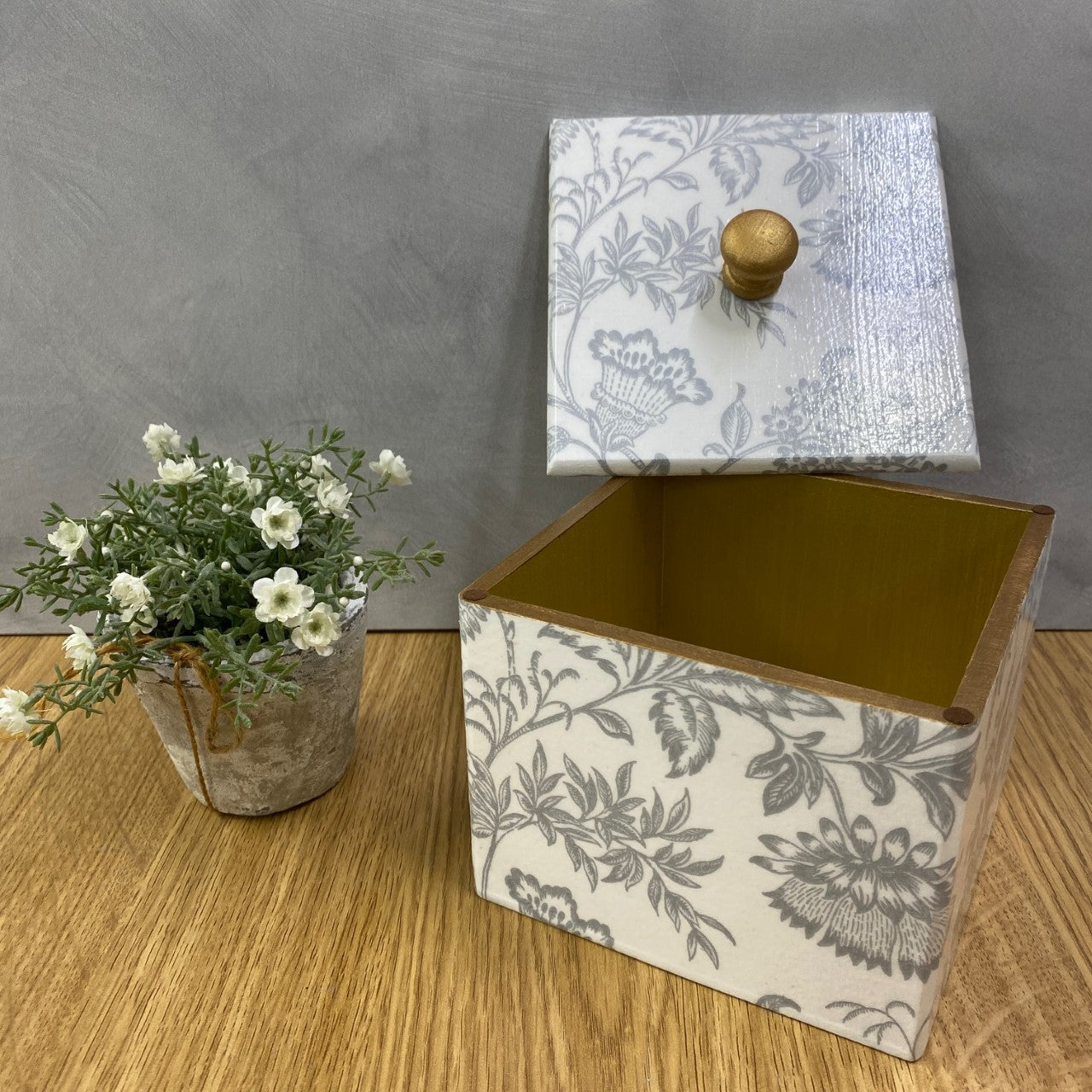 Silver Foliage wooden Trinket Box