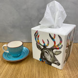 Stag Rainbow Tissue Box Cover - Handmade