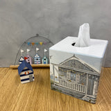 Grey Beach hut tissue box cover