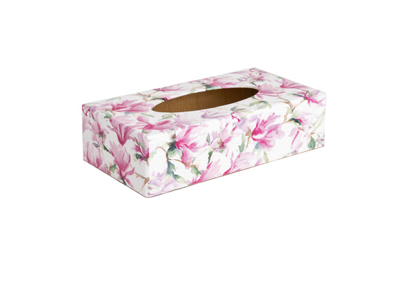 Pink Magnolia wooden Tissue Box Cover