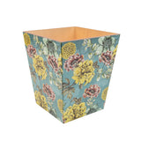 Teal Flowers wooden Waste Paper Bin