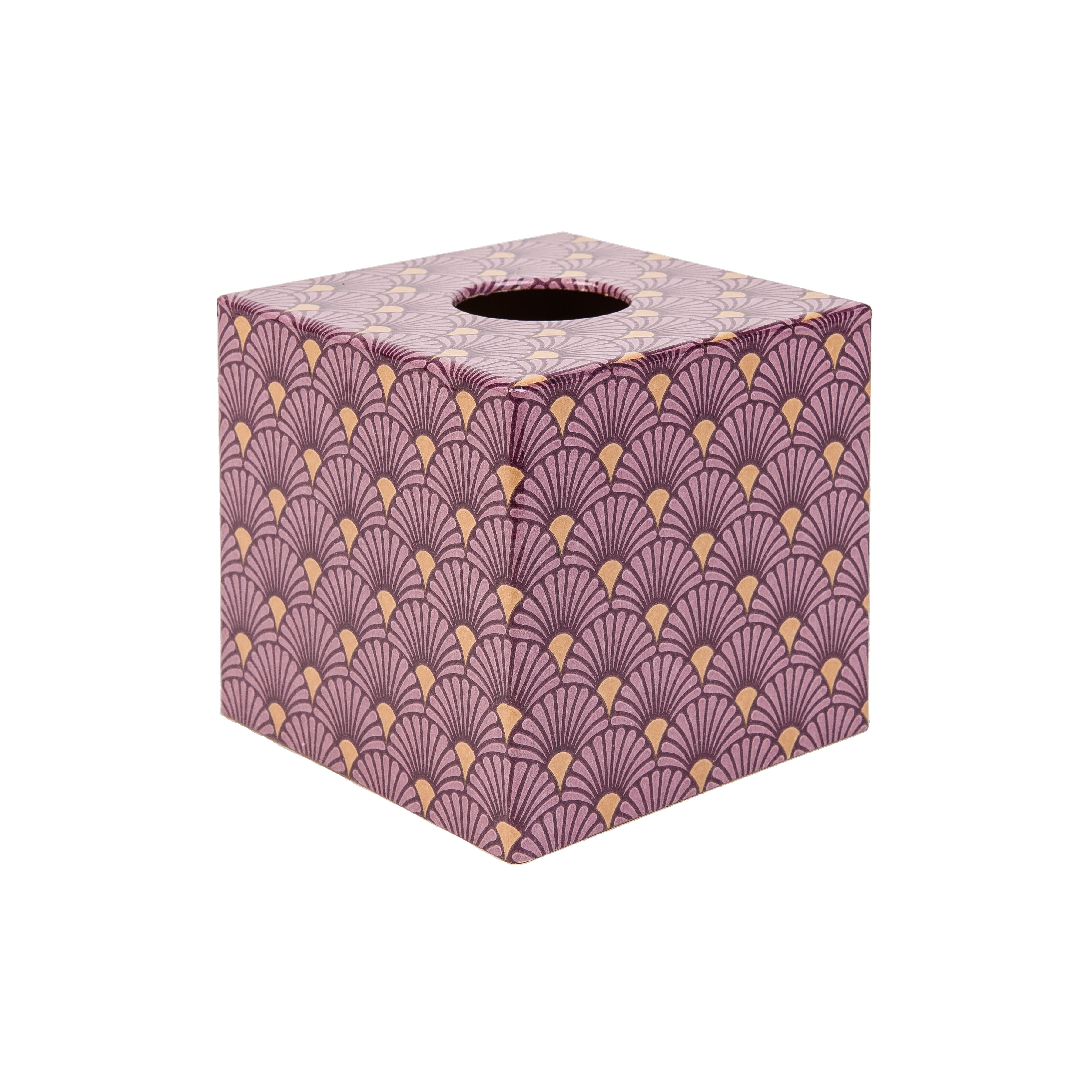 Art Deco Berry and Gold wooden Tissue Box Cover