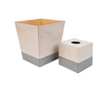 Grey Hessian wooden Tissue Box Cover & Waste Bin