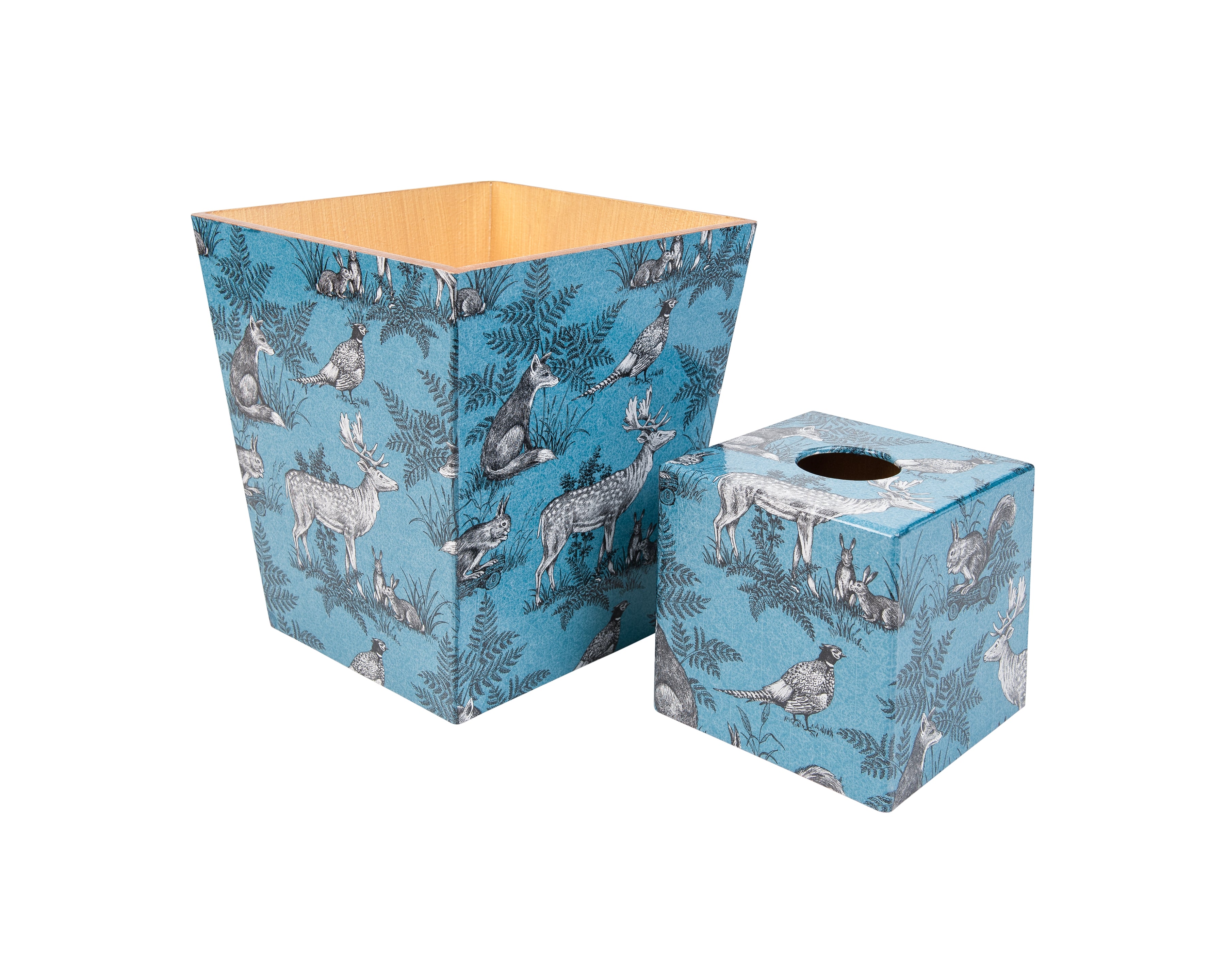 Blue Animal wooden Waste Paper Bin