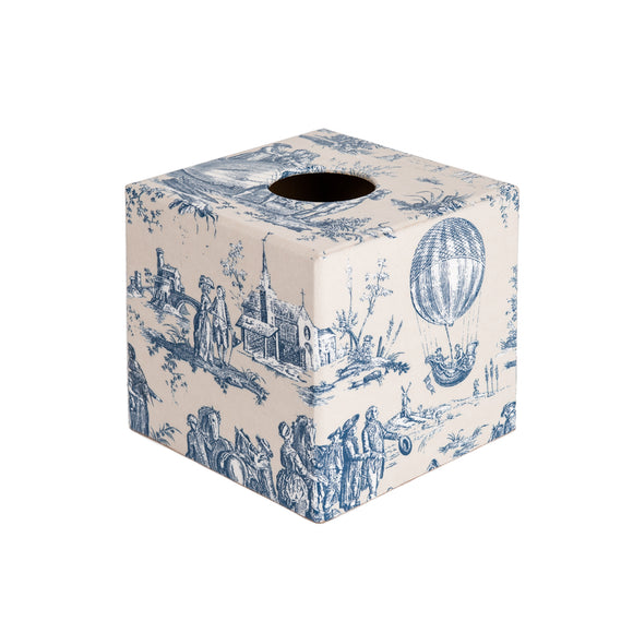 Blue Toile wooden tissue box cover