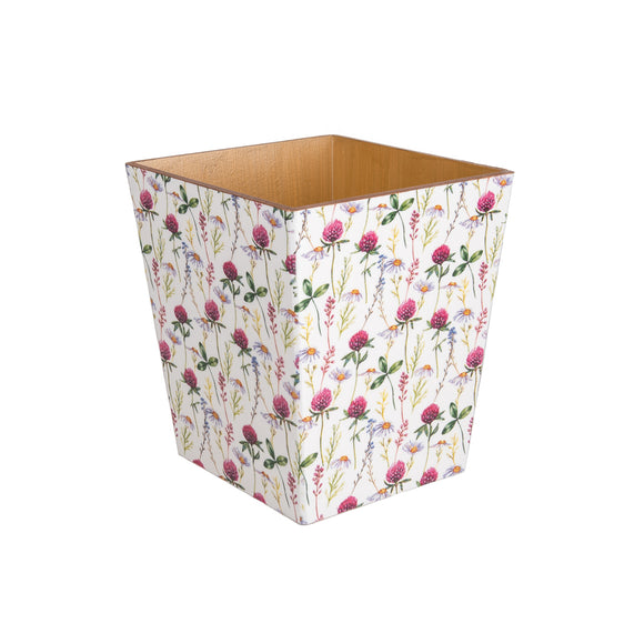 Pink Clover wooden Waste Paper Bin