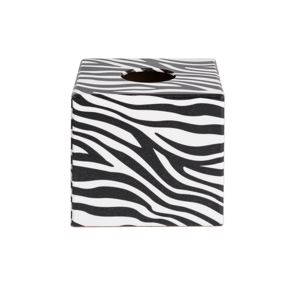 Zebra wooden tissue box cover