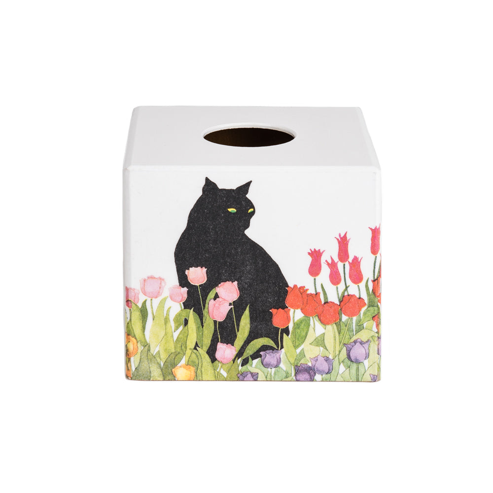 Cat Garden wooden tissue box cover