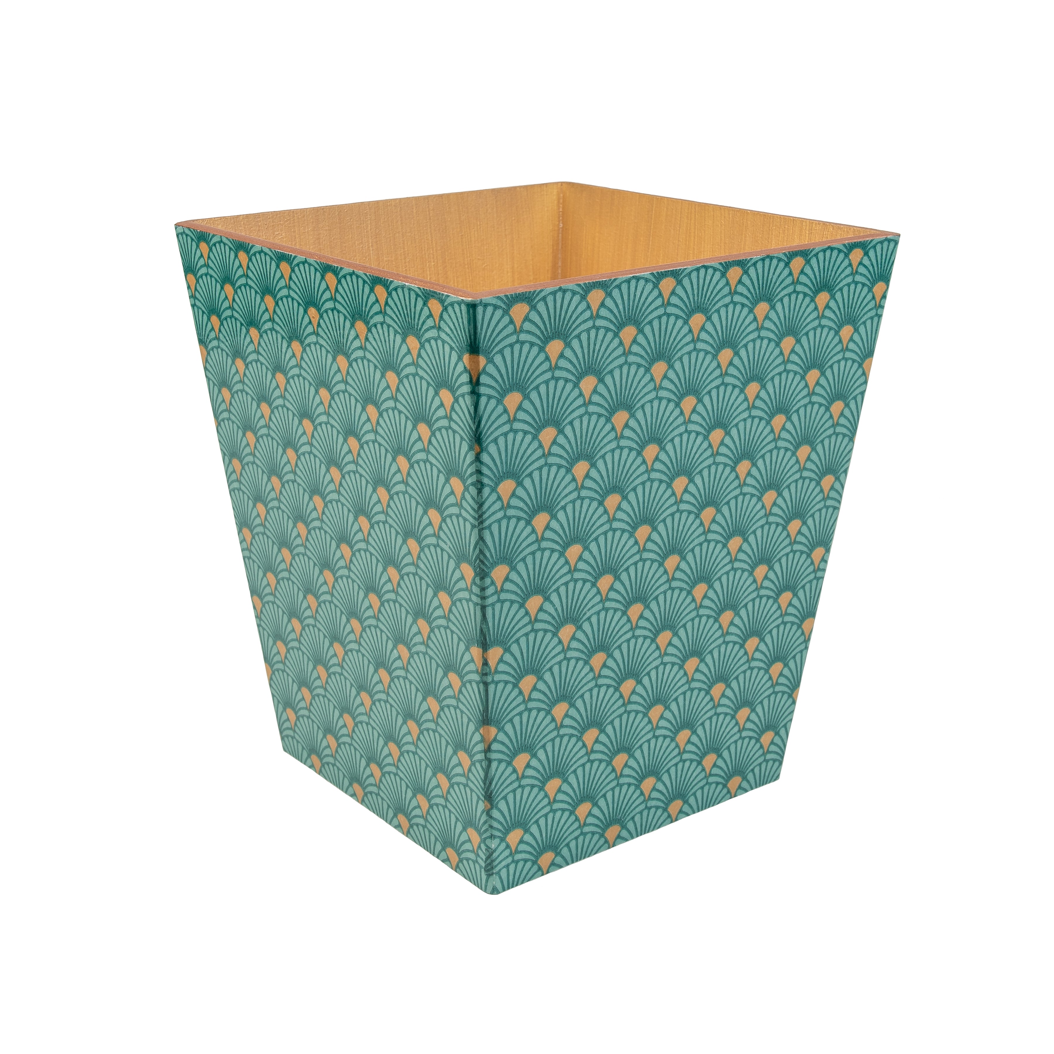 Waste Paper Bin wooden Art Deco Gold/Green/Blue/Berry